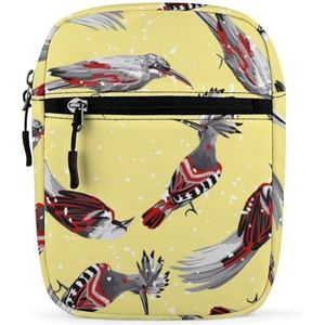 Rode Tropische Vogels Mini Crossbody Tas Unisex Anti-Diefstal Side Schoudertassen Reizen Kleine Messenger Bag