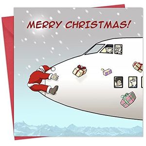 Twizler Merry Christmas Card with Aeroplane Crash - Happy Christmas Card - Xmas Card - Grappige Kerstkaart - Dames Kerstkaart voor Haar Vrouw - Heren Kerstkaart voor hem Man