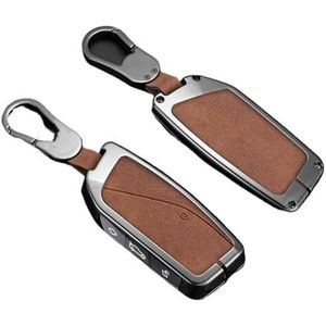 Sleutelbehuizing Zinklegering + Leer Slimme Afstandsbediening Autosleutel Case Cover Fob Sleutelhanger Voor BMW G07 LCI 740Li 735i X7 X1 U11 I7 IX XM 2023 2024 7 Serie Autosleutelhoesje(Grey chain)