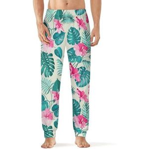 Tropische bloemen heren pyjama broek zachte lounge bodems met zak slaap broek loungewear