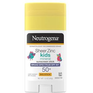 Neutrogena Pure zinkoxide minerale zonnebrandcrème voor kinderen, breed spectrum SPF 50+ & UVA/UVB-bescherming en waterbestendig met residuvrije, no-puinhoop, olie- en parabenenvrij, oz