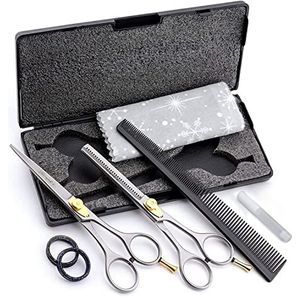 Rechtshandige 6.0 Inch Kappers Kapper Schaar Set Haar Snijden Uitdunschaar voor Mannen en Vrouwen met kam, Oliefles en Doek Wordt geleverd in Zwarte Doos