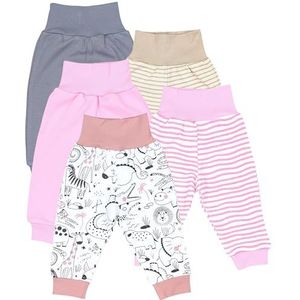 TupTam Baby Broeken Lange Sweatbroek Pakje van 5, Roze beige strepen, roze dieren, 62