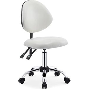 Zadelkruk for mondhygiënist Professionele zadelkruk met wielen Ergonomische rolkruk Stoel met rugleuning met kantelfunctie(White)