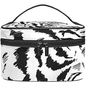 Tijger make-up organizer tas, reismake-up tas organizer case draagbare cosmetische tas voor vrouwen en meisjes toiletartikelen, Meerkleurig, 22.5x15x13.8cm/8.9x5.9x5.4in