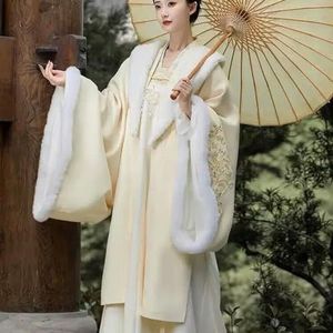 AJOHBM Winter Hanfu Jurk Vrouwen Chinese Tang Dynastie Traditionele Borduurwerk Sets Vrouwelijke Kerst Nieuwjaar Kostuum Plus Size