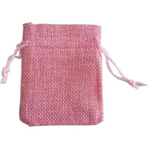 Linnen jute tas 100 stks/partij vintage natuurlijke jute geschenkzakjes linnen jute trekkoord zakken sieraden verpakking zakjes zakje kerstfeesttassen (kleur: roze, maat: 10 x 14 cm)