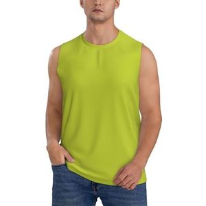 Oliveganlan Geel Groen Heren Vesten Bodybuilding Atletische Zomer Workout Tank Top Mouwloos T-Shirt Fitness Tank Running Gym Vest Sneldrogend, 3 D, XXL
