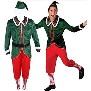 Kerstelfenkostuum voor volwassenen - Kerst elfenoutfits voor koppels - Kerstmis elf cosplay kostuum voor vrouwen en mannen - Kerstman hulp elf outfit set voor kerstfeest