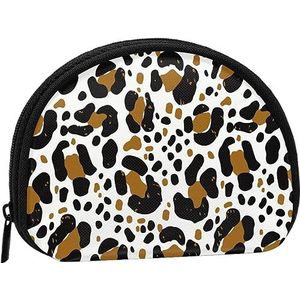 Luipaard Bruin Print, Portemonnee Shell Make-up Tas Vrouwen Opbergtas Kleine Portemonnee Shell Veranderen Pouch, zoals afgebeeld, 12 X 9 CM/4.7 X 3.5 Inch, Munt Pouch