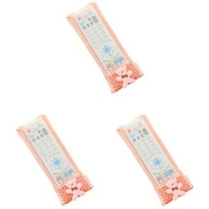 3 set TV Afstandsbediening Case Airconditioner Controllers Gevallen Kleine Beer Ontwerp Kant Materiaal Stofdicht Cover roze S (18.5x8 cm)