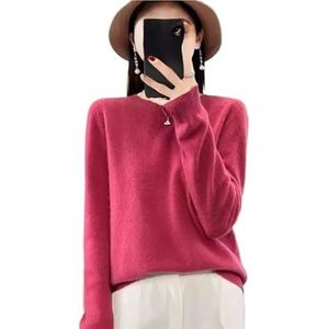 Kasjmiertruien for dames Dames effen trui Slim fit casual lange mouwen warme zachte pullover(Orange,XXL)