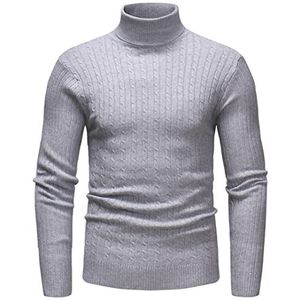 Wintertrui, Herfst- en wintertrui for heren met effen hals strepen, warme casual pullover(Grey,XL (70-80KG))