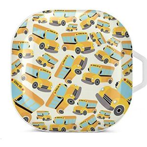 Schoolbus oordopjes hoesje compatibel met Samsung hard shell beschermhoes witte stijl