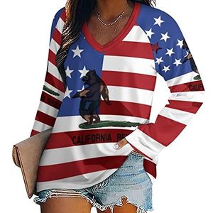 California Surf Bear nieuwigheid vrouwen blouse tops V-hals tuniek t-shirt voor legging lange mouw casual trui