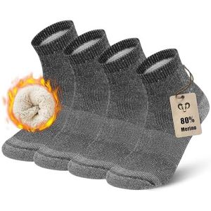 Vihir Merino wandelsokken voor heren, trekkingsokken, wollen sokken, sportsokken met 80% merinowol, antimicrobiële eigenschappen voor outdooractiviteiten, sport, vrije tijd en zakelijk, 4 paar