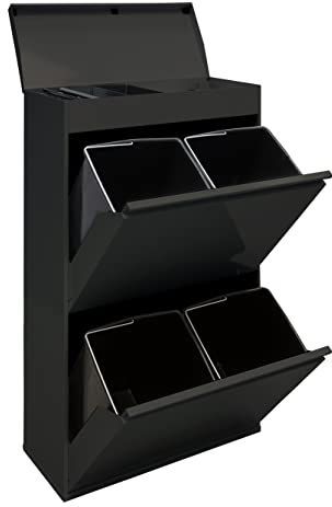 ARREGUI - Top CR626-B - Stalen Afval- en Recyclingbak - Zwart - 4 x 17 L (68 L)