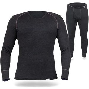 SES Thermo-ondergoed voor heren, set van 75% katoen en 25% polyester, ademend en duurzaam thermo-ondergoed voor heren, thermo-ondergoed voor de winter, voor warmte en comfort, antraciet, M