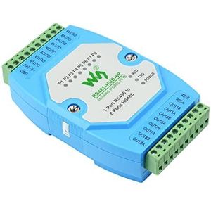 Industrial-Grade Isolated 8-Ch RS485 Hub,Rail-mount 8 Channel Repeater,Extends 8-ch RS485 Slave Ports via 1-ch RS485 Master Port, with Isolation and Relay,300~460800bps Baudrate