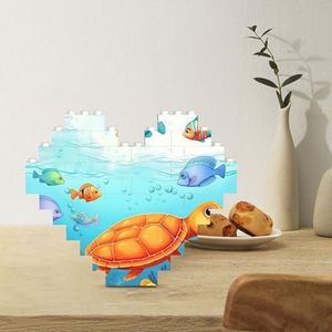 Bouwsteenpuzzel hartvormige bouwstenen schildpad en vis puzzels blokpuzzel voor volwassenen 3D micro bouwstenen voor huisdecoratie bakstenen set