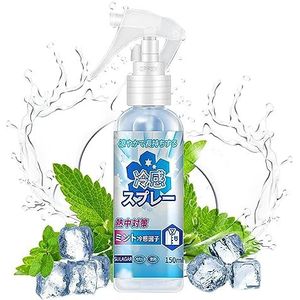 Koelspray, zomerse koelspray voor gezicht en lichaam, verfrissende gezichtsspray, natuurlijke muntnevel voor snelle afkoeling, veelzijdige koelspray, wandelen, sporten, uitstapjes, kamperen, 150 ml