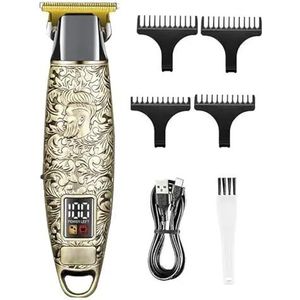 Tondeuse voor mannen, professionele elektrische trimmer retro prachtig reliëfpatroon T-blade draadloze oplaadbare tondeuse voor mannen