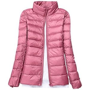 Licht donsjack voor dames, Lichtgewicht donsjack, winterjack, gewatteerd donsjack, ultralicht, zware jas, lente winterjas - roze - XX-Large