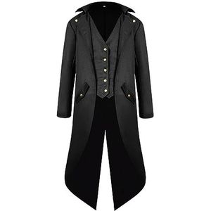 Mens Steampunk middeleeuwse jas | Middeleeuwse gotische vampierjurk | Halloween-uniform voor toneelshow, maskerade, circus, verkleedfeest en bal Jacekee