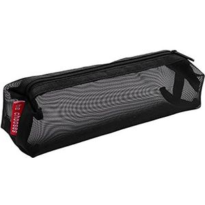 FUXIU Doorzichtige etui, zwarte etui, draagbare heldere zwart/grijs/witte rits mesh potlood organizer tas draagbare make-up tas voor kantoor school, doorzichtige etui voor examens, Zwart, Eén maat,