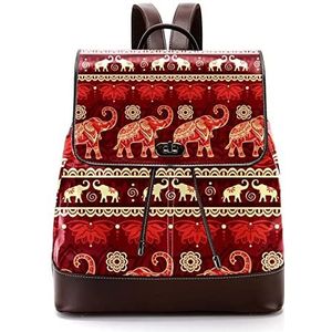 Rode Boho Afrikaanse olifant patroon gepersonaliseerde casual dagrugzak tas voor tiener, Meerkleurig, 27x12.3x32cm, Rugzak Rugzakken