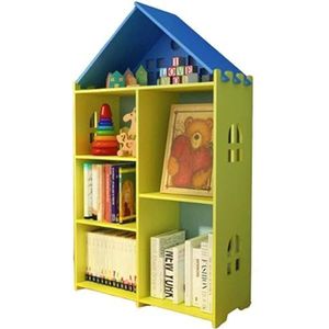 Boekenplank Creatieve Multilayer Boekenplank Moderne Minimalistische Rack Prentenboek Student Boekenkast Lockers Boek Planken Boekenkast (Color : Blue+yellow, Size : 66 * 26 * 108cm)