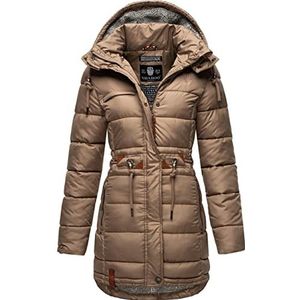 Navahoo Daliee Winterjas voor dames, gewatteerde jas, korte jas, warm gevoerd, afneembare capuchon, XS-XXL, taupe, XL