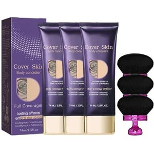 LYEAA All Over Complexion Perfector voor benen met kwast, 2-in-1 body camouflage en verlichting, tattoo cover-up crème, waterdichte been tegen lichaamsmake-up