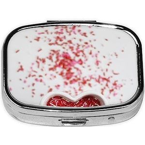 Roze Hart Met Bruine Stok Pil Doos Metalen Pil Organizer Case Draagbare Pil Doos Voor Pocket Of Portemonnee Decoratieve Geneeskunde Organizer Vitamine Container