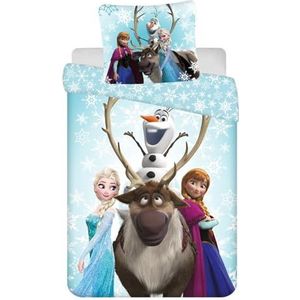 Disney Frozen dekbedovertrek 160 x 200 cm + 60 x 80 cm – Frozen “Snowflakes” Kinderdekbedovertrek –100% Katoen