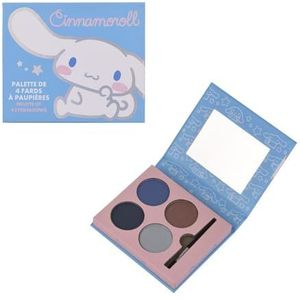 Hello Kitty Cinnamoroll make-uppalet voor kinderen - 4 oogschaduw, borstel en spiegel | Niet giftig, veganistisch en dermatologisch getest | Reisvriendelijke beautyset en cadeau voor meisjes