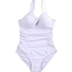 Badpakken voor vrouwen push-up badmode dames eendelig badpak effen grote maat badjassen badpak gewatteerde strandkleding zwemmen zomer bodysuit (kleur: wit, maat: S)