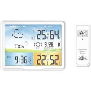Weerstationklokken Draadloze digitale thermometer Hygrometer Voorspellingskalenders Maanfase Snooze-wekker PT20B,Nauwkeurig voorspellen(GD20A)