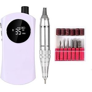 Elektrische nagelvijl, 35000 RPM draagbare elektrische nagelboormachine met LCD-scherm, oplaadbare nagelschuurmachine for acrylgellak voor zowel natuurlijke als kunstnagels (Color : Violet, Size : A