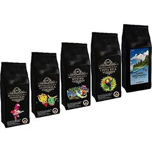 Landenkoffie probeerpakket ""Midden-Amerika"" 5 x 500 g kanten koffie uit Honduras, Guatemala, Mexico, Costa Rica, Nicaragua 2500 gram hele boon