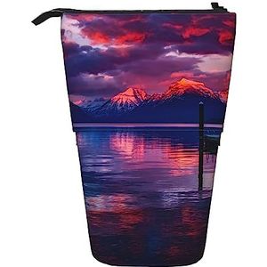 National Park Lake Potlood Case Telescopische Make-up Tas Pop Up Office Organizer Box Staande Pen Houder Cosmetica Tas Met Ritssluiting, Zwart, Eén maat