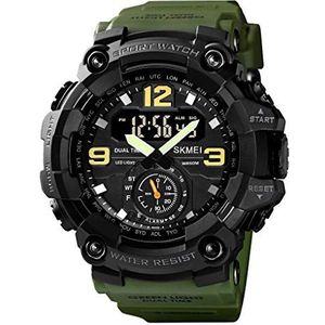 KXAITO Mannen Horloges Sport Outdoor Waterdichte Militaire Horloge Datum Multi Functie Tactiek LED Alarm Stopwatch, 37_green, riem