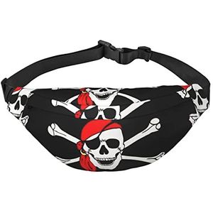 Pirate Skull Fanny Pack voor Vrouwen Mannen Heuptas Verstelbare Riem Casual Borsttas Bum Bags voor Reizen Wandelen Taille Packs, Zwart, Eén maat