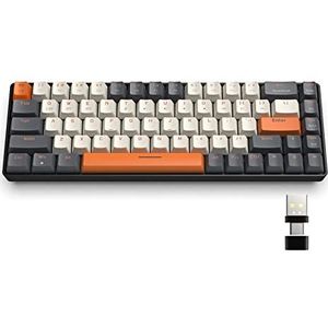 YINDIAO K68 60% Draadloos Mechanisch Gamingtoetsenbord,Bluetooth 5.0/2.4Ghz Compact 68 Toetsen Mini Toetsenbord met Dual Mode Ontvanger,Hot Swappable,Energiebesparing,Rode Schakelaar (Schemering)