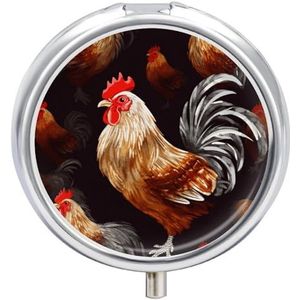 Shine Haan Pil Organizer 3 Compartiment Reizen Pillendoos met Spiegel Dagelijkse Geneeskunde Pillendoosje Metalen Pillendoos voor Portemonnee & Pocket Draagbare Kleine Medicijndoos Ronde Vitamine Case