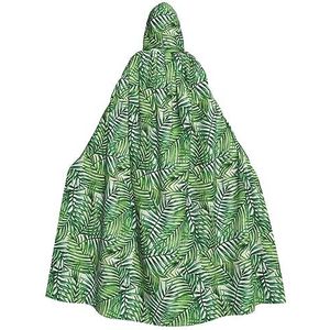 NEZIH Bananenblad groene volledige lengte carnaval cape met capuchon, unisex cosplay kostuums mantel voor volwassenen 185cm