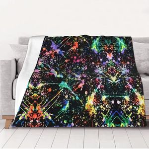 OKFSTY - Kleurrijke Verfdeken - Dubbelzijdig - Dikke Pluche Deken - 152 x 203 cm