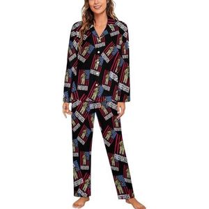 Amerikaanse Brandweerman Vlag Lange Mouw Pyjama Sets Voor Vrouwen Klassieke Nachtkleding Nachtkleding Zachte Pjs Lounge Sets