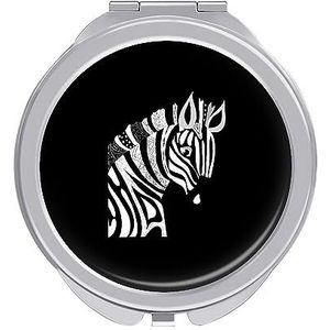 Zwart Wit Zebra Compact Kleine Reizen Make-up Spiegel Draagbare Dubbelzijdige Pocket Spiegels voor Handtas Purse