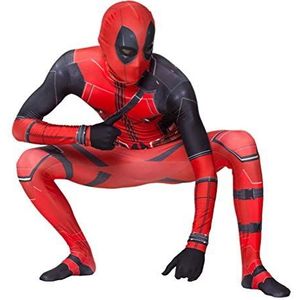 LINLIN Spiderman Cosplay Kostuum Deadpool Superheld Halloween Carnaval Spider-Man Jumpsuit Bodysuit Maskerade Outfit, Spandex/Lycra Unisex Volwassenen Kinderen (Volwassen S (160cm), Deadpool)